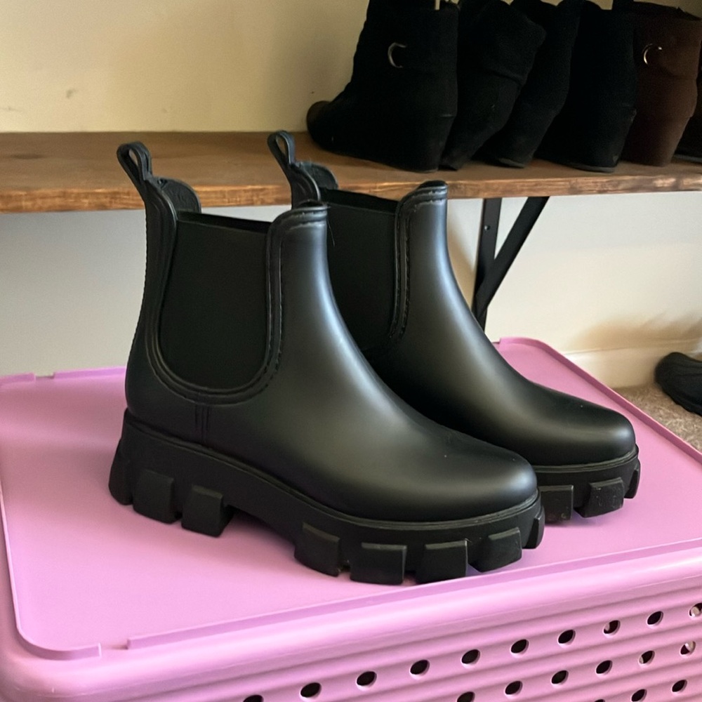 Black Chunky Sole Ankle Boots